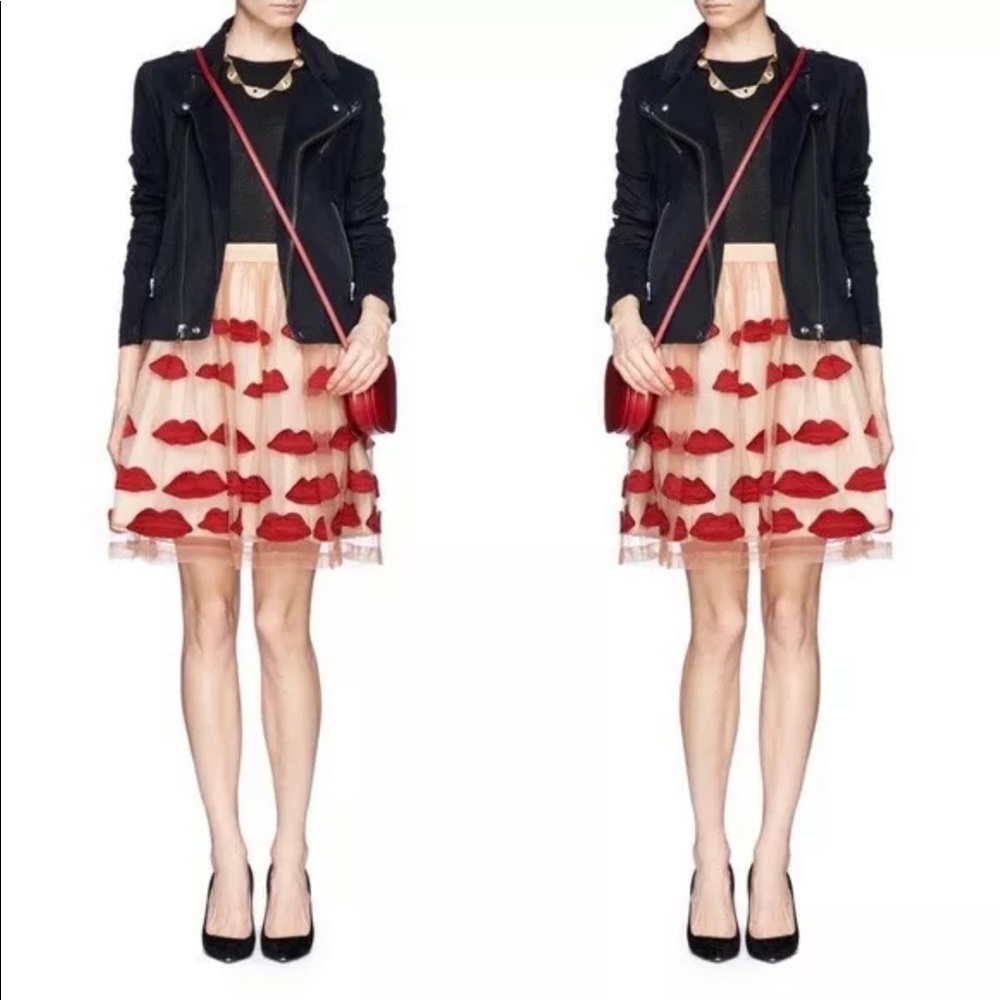 Alice & Olivia lips skirt blush tulle sz US 8 💋💋